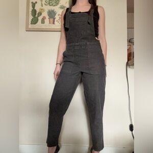Aerie dark grey corduroy overalls with adjustable straps